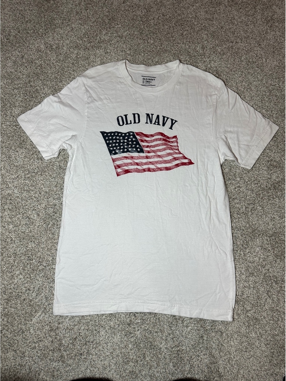 Old Navy American Flag Graphic T-Shirt – White – Size Small